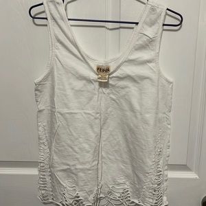 Anthropologie Pepin Echo Cut out White Tank Top Size S